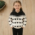 thumbnail image 1 of Blusa de manga larga con capucha para otoño e invierno. Suéter de punto para niña. Chaqueta con capucha en forma de corazón. Top de poliéster con bloques de color para niña., 1 of 8