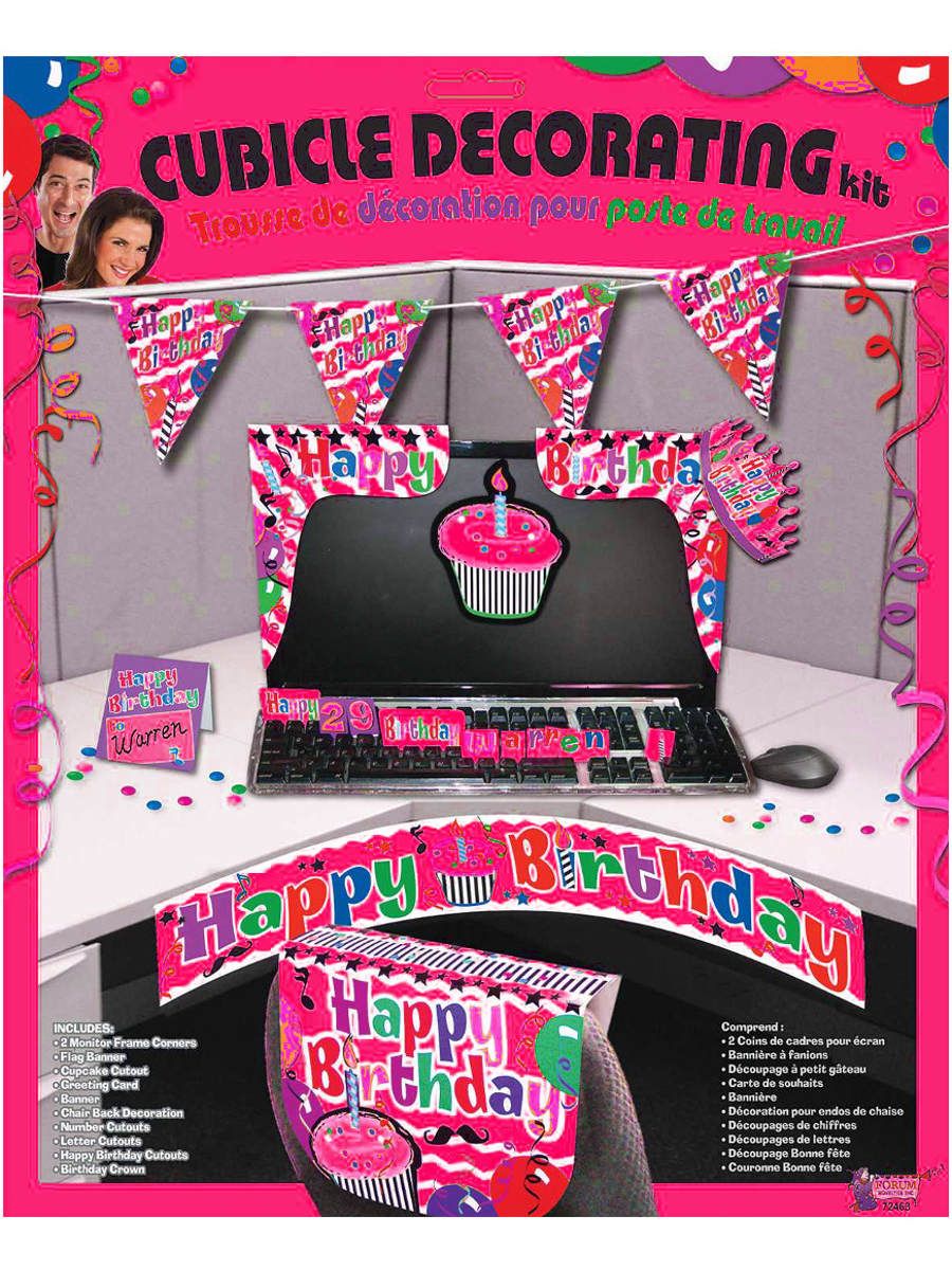 adults happy birthday work desk cubicle office pink decorating kit happy birthday from the office