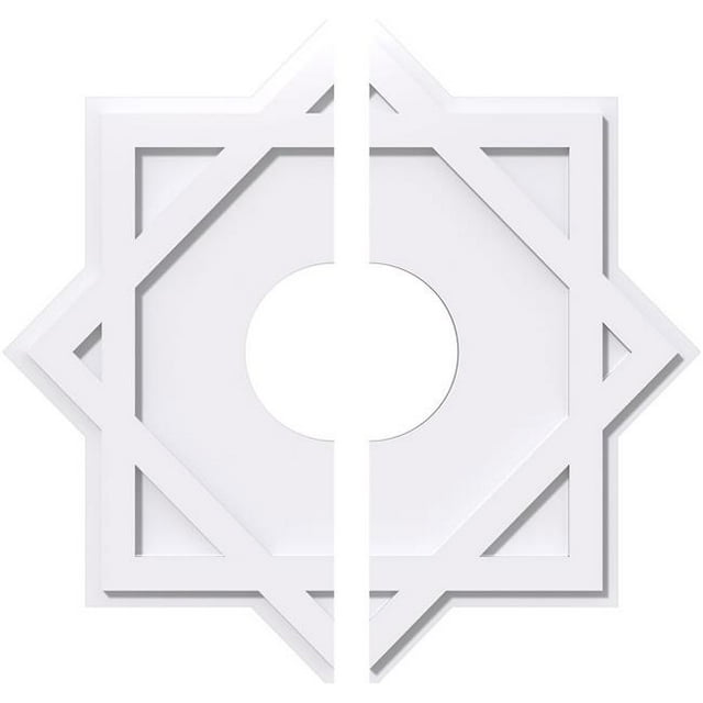 Ekena Millwork CMP26AL2-07000 26 Po OD x 7 Po ID Carré Axel Architectural Grade Médaillon de Plafond Contemporain PVC - 2 Pièces