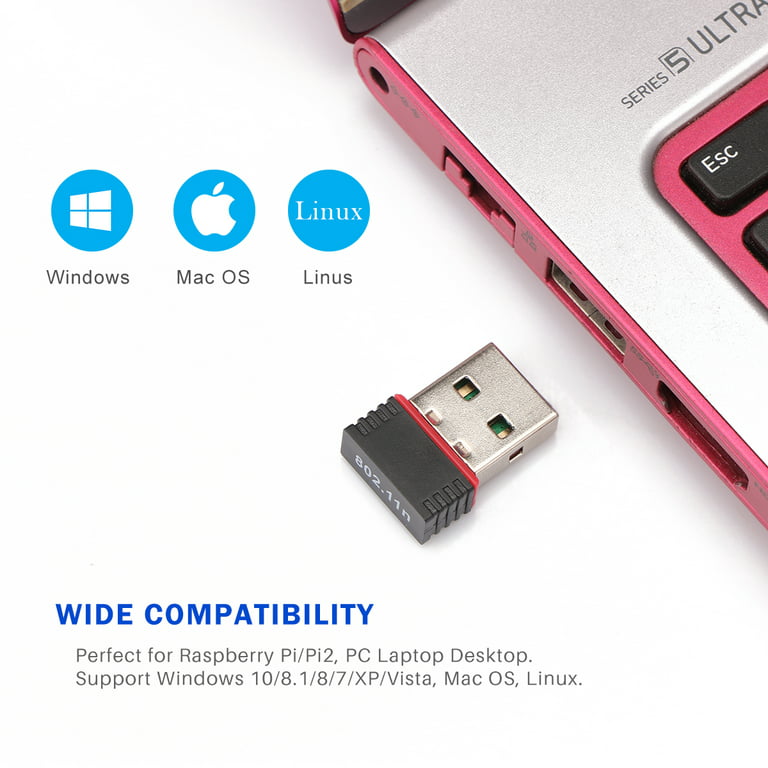  150Mbps USB WiFi Adapter for Raspberry Pi, LOTEKOO Wireless  Network Card Adapter WiFi Dongle for Desktop Laptop PC Windows 10 8 7 MAC  OS : Electronics
