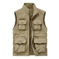 thumbnail image 5 of Gealkoca Men's Vest with Multi Pockets Breathable Lightweight Outdoor Cargo Vest Solid Color Stand Collar Jacket Men's Travel Sports Workout Vest, 5 of 7