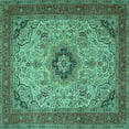 thumbnail image 1 of Ahgly Company Indoor Square Medallion Turquoise Blue Traditional Area Rugs, 4' Square, 1 of 4