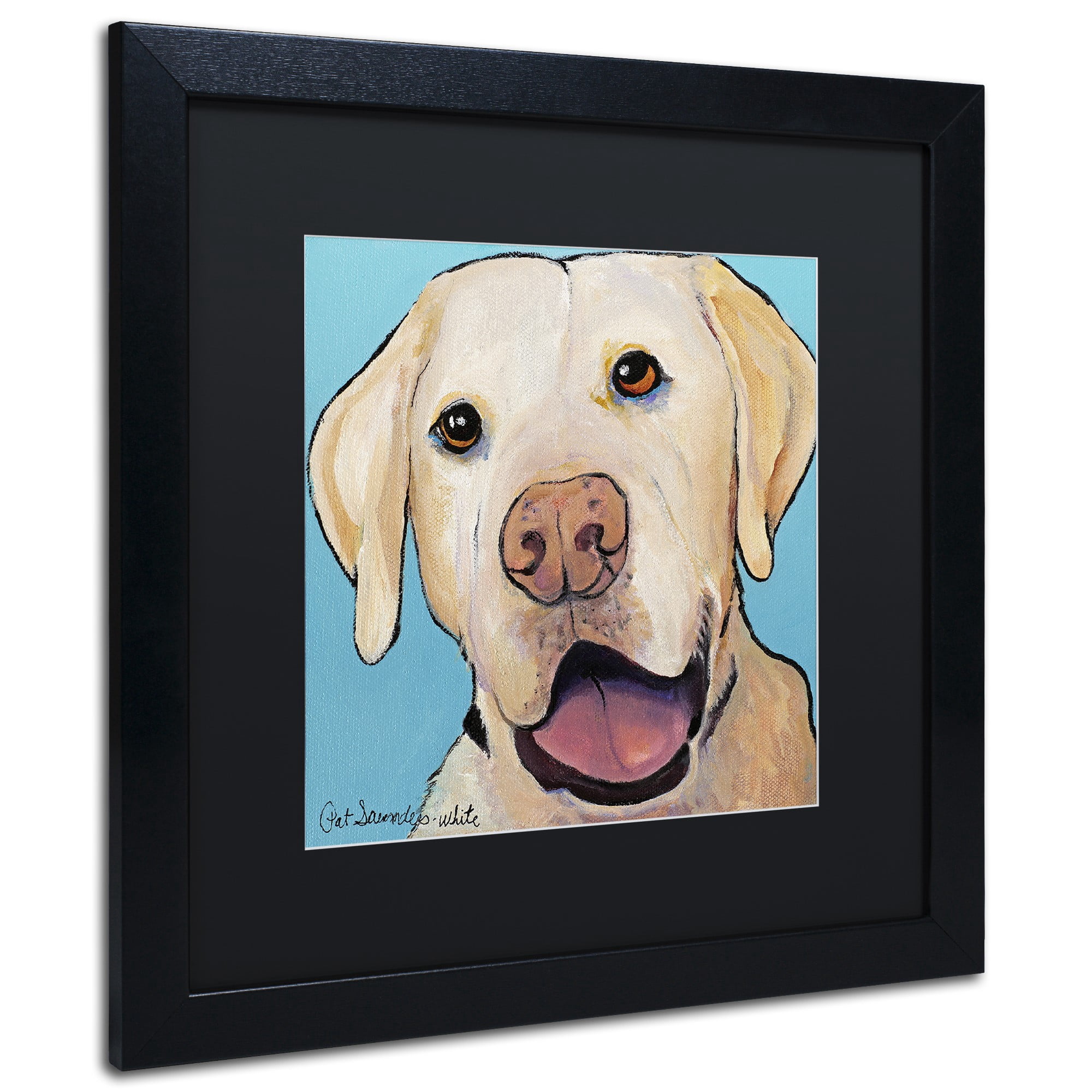 Trademark Fine Art "Lucky Dog Canvas Art" Canvas Art by Pat Saunders-White, Black Matte, Black Frame