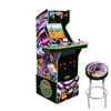 Arcade1UP - Teenage Mutant Ninja Turtles "Turtles in Time" 2 Games in 1 Arcade with Light-up Marquee/Deck Protector, Riser, and Exclusive Stool