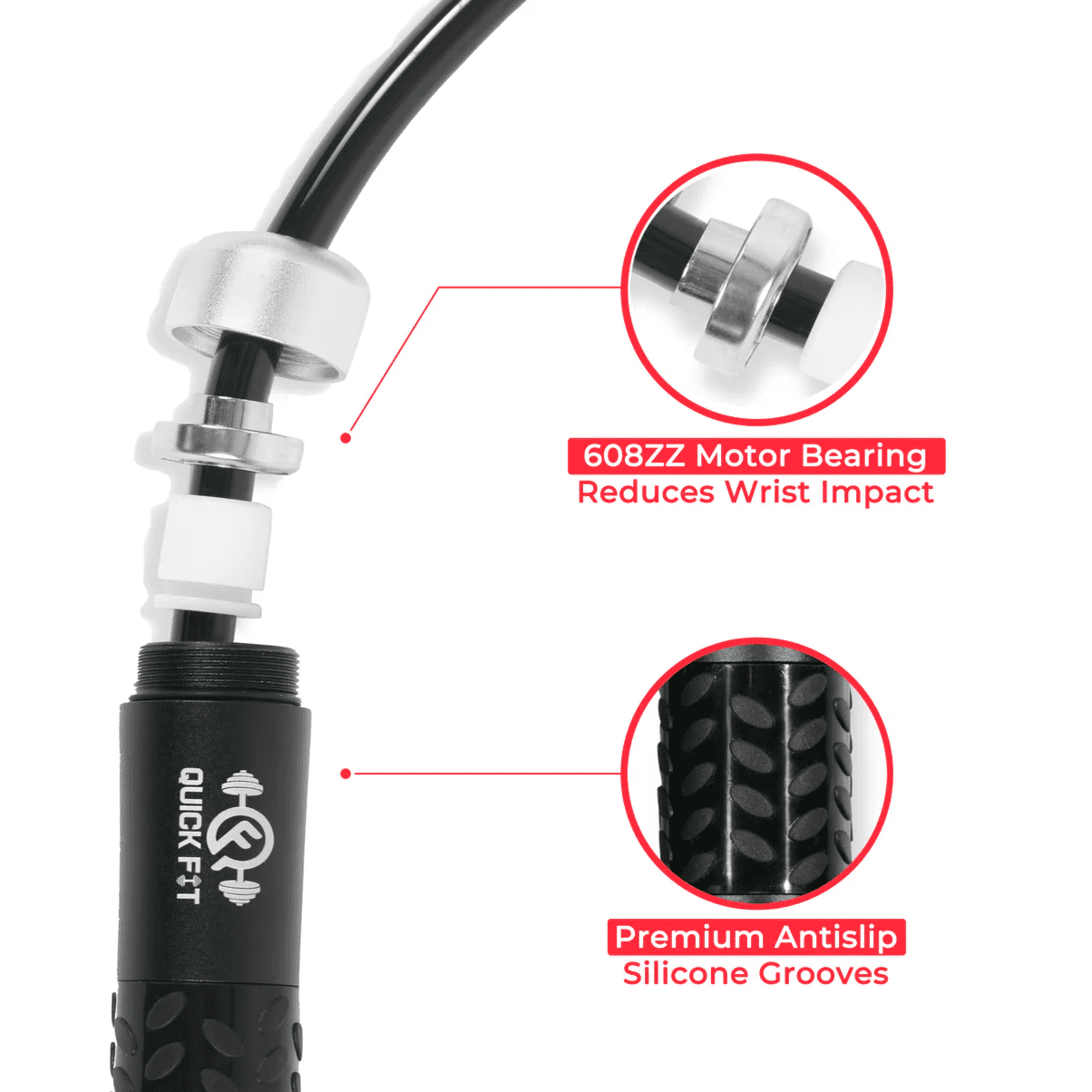 Quick Fit Weighted Jump Rope Set of 2 (1LB) with Standard Skipping Cord - Portable Exercise Accessory for Cardio, HIIT, Endurance - Fun Workout Aid for Burning Heavy Calories