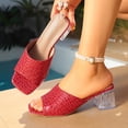 thumbnail image 4 of Roncen Women's Square Open Toe Heeled Mules Flip Flops Chunky Heels Slip On Sandals Block High Heel Fashion Wedding Dress Shoes, 4 of 9