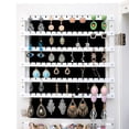 thumbnail image 3 of Jewelry Organizer Cabinet, Hanging Jewelry Armoire Organizer with Mirror&LED Lights, Rustic Wall-Mounted Jewelry Storage Organizer, Lockable Mirrored Organizing Boxes, 14.4x3.9x43.6in, White, A833, 3 of 9