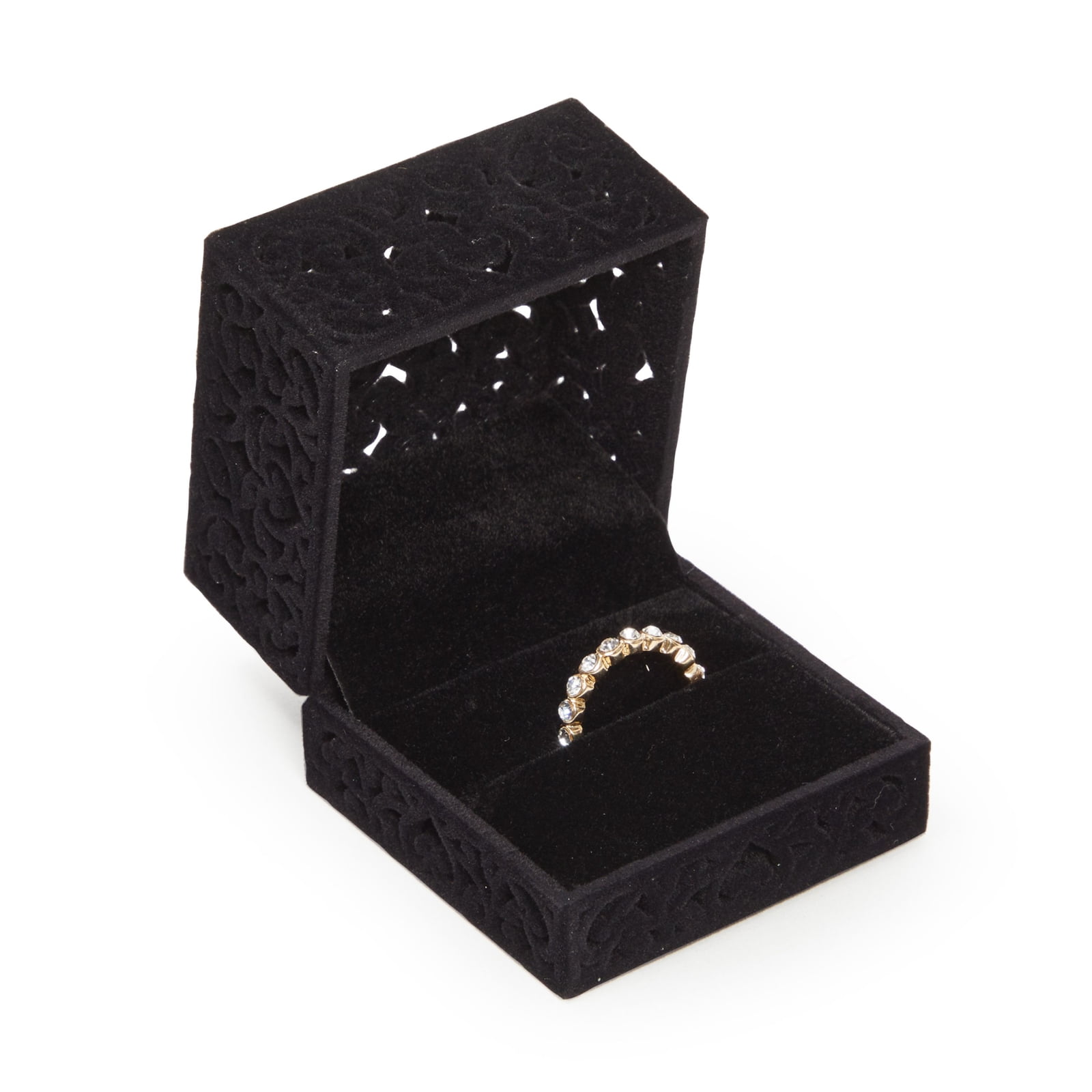 Black Leatherette & Velvet Jewellery Ring Box Gift Wedding CARTON OF 36 