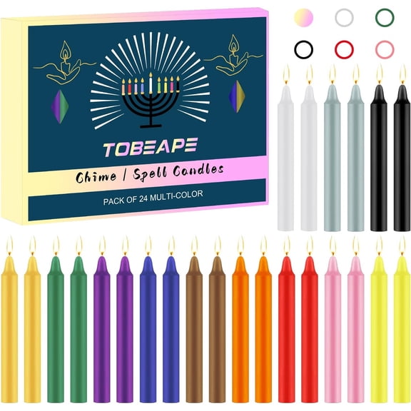 24 Pack Assorted Color Spell Chime Candles, 4" Mini Taper Candles - 4 inch Taper Candle-24pcs