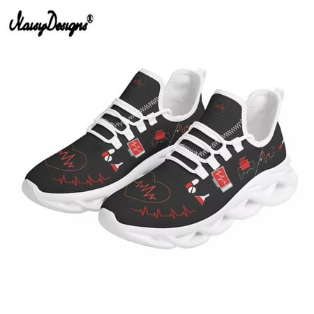 

Noisydesigns Women s Sports Shoes 2024 Women Sneakers Black White Purple Purple Heartbeat Breathable Flat Summer Shoes For Girl