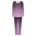 thumbnail image 6 of Women's Long Sleeve Pajamas Set with Pockets Soft Pants with Long Sleeve Tops Ladies Sleepwear Gradient Printed Casual Tops Pants Pajama Set Satin Pajama Set Black L, 6 of 6