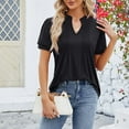 thumbnail image 4 of SNKSDGM Short Sleeve Shirts for Women Plus Size Pack Women's Fashion Casual Solid Color Spring/Summer V Neck Ruffled Stretch Short Sleeved T Shirt Top Going Out Tops for Women Lace Body Suit, 4 of 6