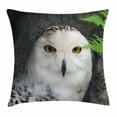 thumbnail image 1 of Wizard Throw Pillow Cushion Cover, Pattern White Owl Themed Animal Green Leaves Amber Eyes Gift Witchcraft Print, Decorative Square Accent Pillow Case, 16 X 16 Inches, White Green Black, by Ambesonne, 1 of 2