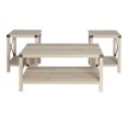 thumbnail image 3 of Walker Edison Metal X 3-Piece Wood and Metal Coffee Table Set in White Oak, 3 of 5