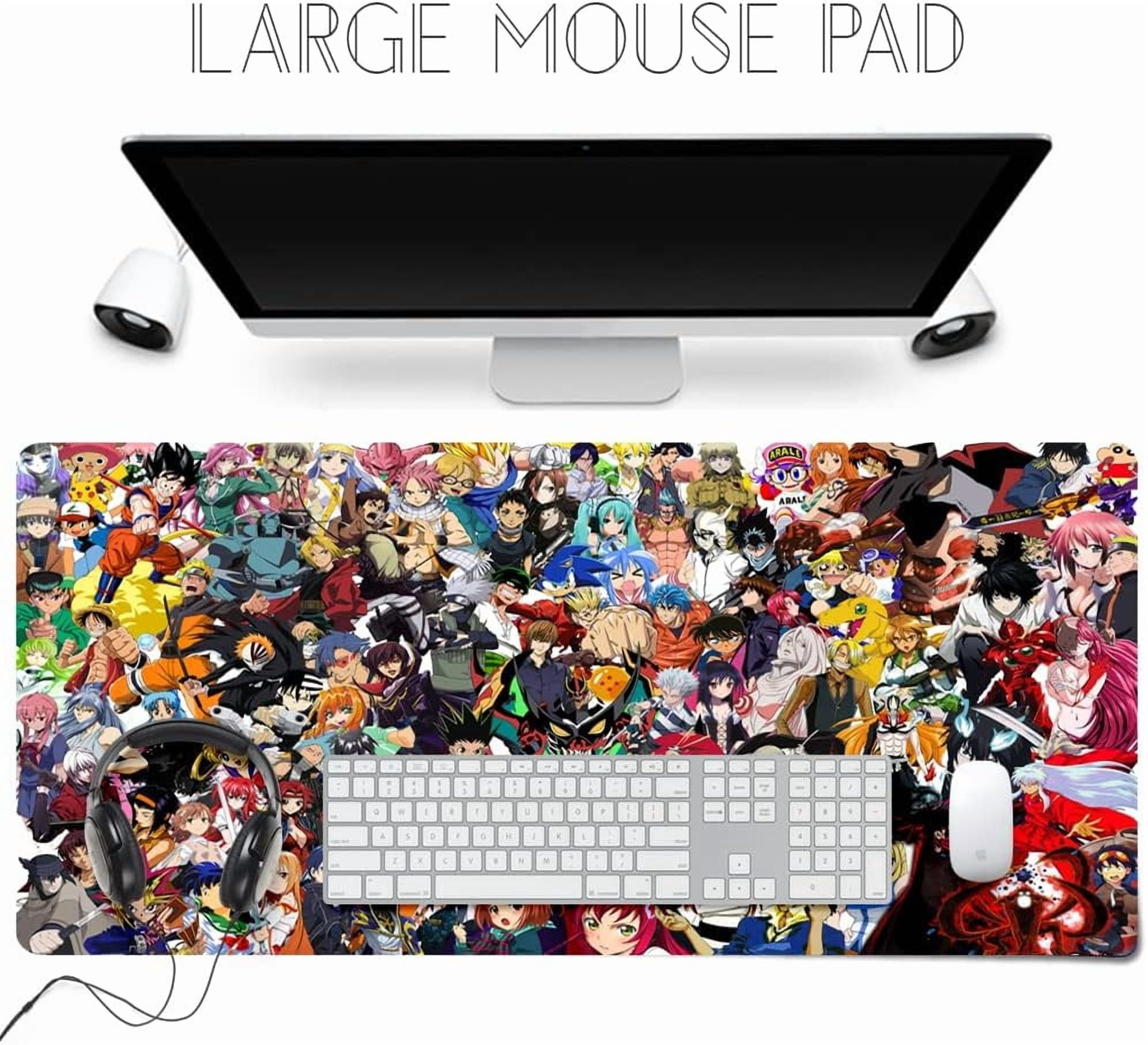 Extended Large Gaming Mouse Pad, Full Desk Keyboard Mouse Pad, XXL Bigmouse Pad with Anime, Waterproof and Anti-Skid for Office Desk Decor . (35.4×15.75×0.1 inch)