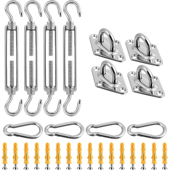 M5 Awning Attachment Set, 304 Stainless Steel, Heavy Duty Sun Shade Sail Stainless Steel Hardware Kit for Square and Triangle Gardens, Awning Installation Attachment Accessories