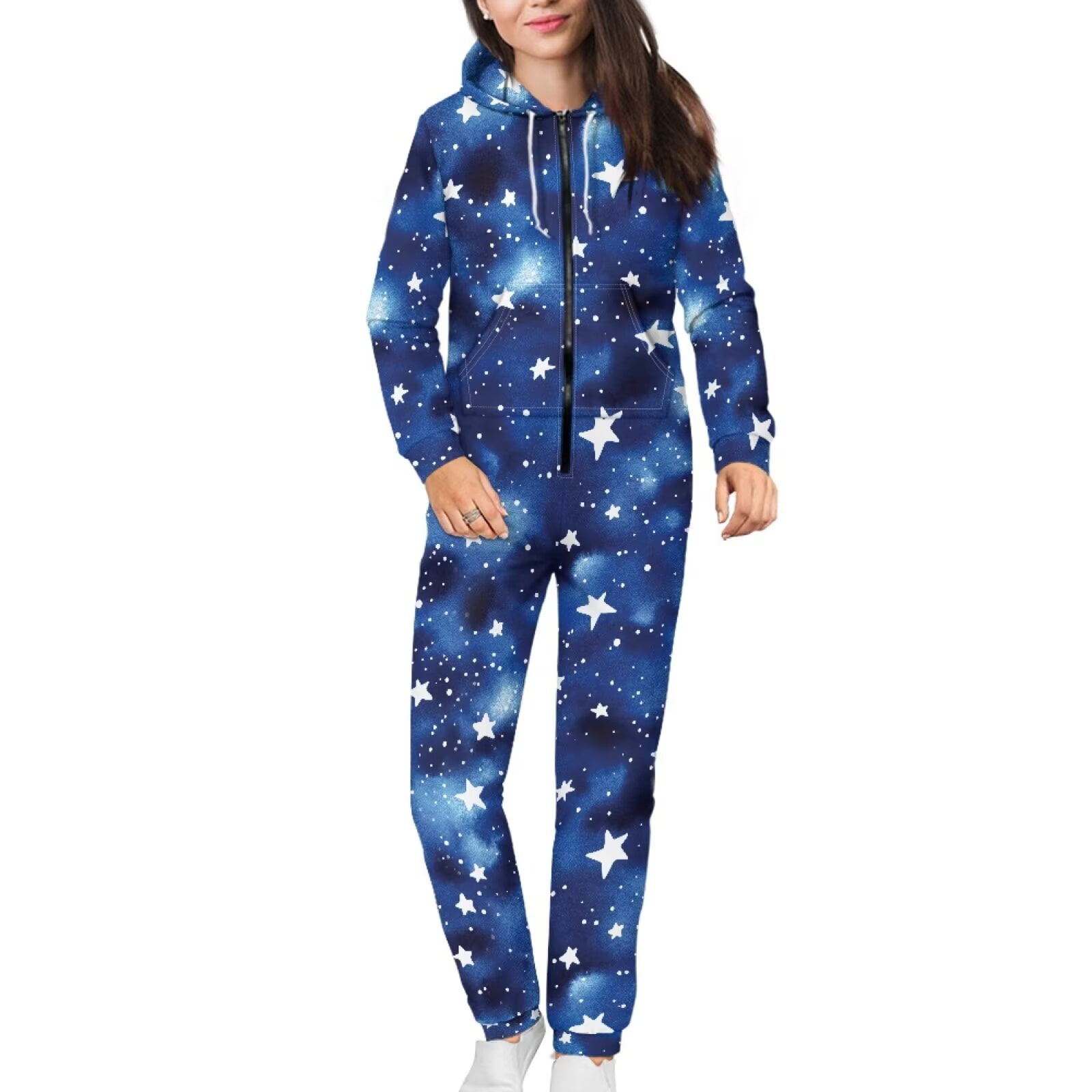POLERO Cartoon Monster Print Halloween Adult Onesie Pajames for Pajamas Party Men and Women Zipper Playsuit for Couple Cosplay, Size 4XL