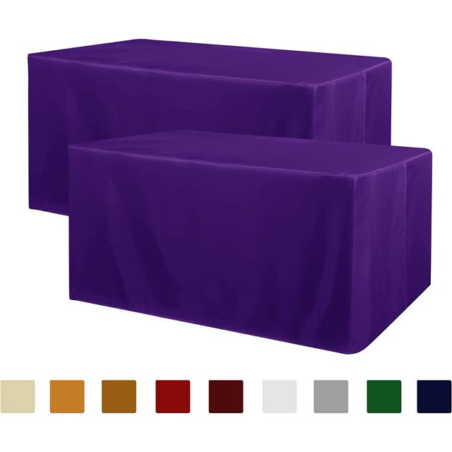 LAICAIW 2 Pack Table Clothes for 6 Foot Rectangle Tables-Water Resistant Washable Fabric Polyester Rectangle Table Cover Protector for Wedding, Banquet and Trade Shows, 72L x 30W x 30H Inches, Viole