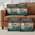 thumbnail image 6 of Set of 2 Live Love Laugh Pillow Covers 20x20 Inch, Vintage Floral Texture Brown Teal Wood Grain Decorative Throw Pillow Cases Cotton Cushion Covers for Sofa Couch Bed Living Room Bedroom Home Decor, 6 of 9
