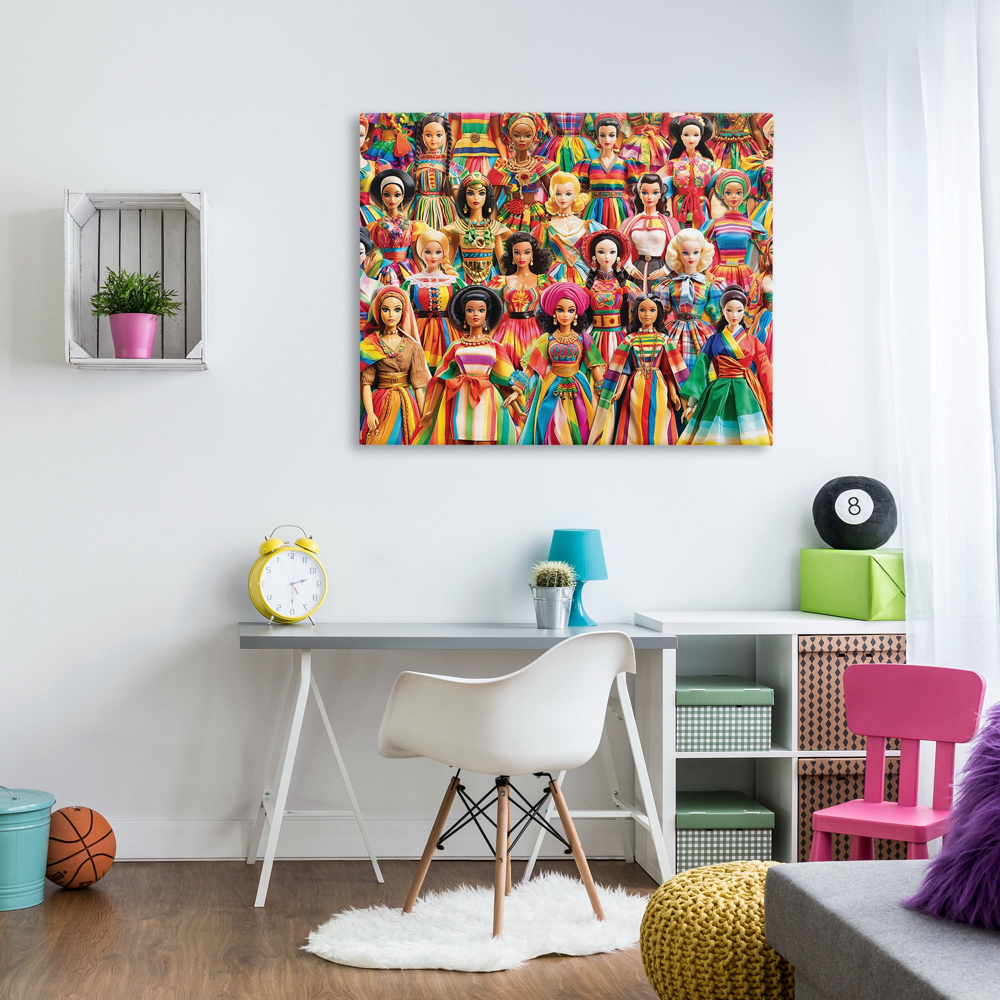 Stupell Industries Various Cultural Dolls Novelty Painting Gallery Wrapped Canvas Art Print Wall Art, 48 x 36