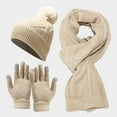 thumbnail image 7 of AWZXDE Women's Winter Hat Scarf Gloves Set, Solid Color Warm Accessories for Cold Weather Beige,One Size, 7 of 7