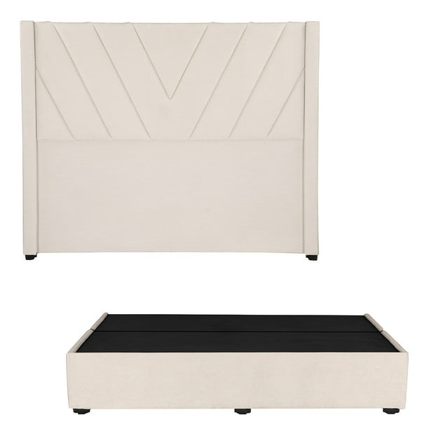 Cabecera King Size Aurora + Base Cama Beige Claro