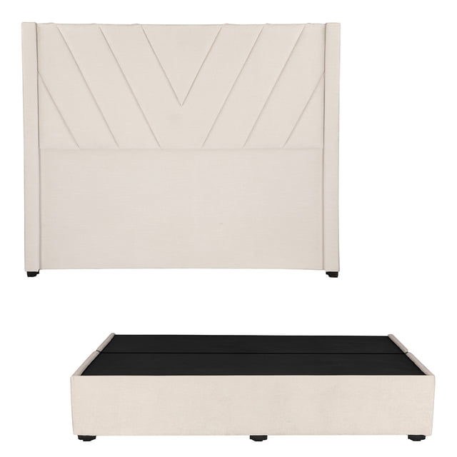 Cabecera King Size Aurora + Base Cama Beige Claro
