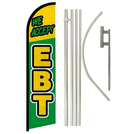 We Accept EBT Windless Banner Flag & Pole Kit