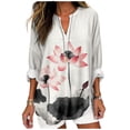 thumbnail image 1 of Camiseta tipo túnica MARSVOVO con estampado de flor de loto rojo para mujer 4XL, 1 of 3