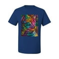 thumbnail image 3 of Colorful Cat Portrait | Cat Lover Owner | Dean Russo Art Animal Lover Men's T-Shirt, Royal, XL, 3 of 5