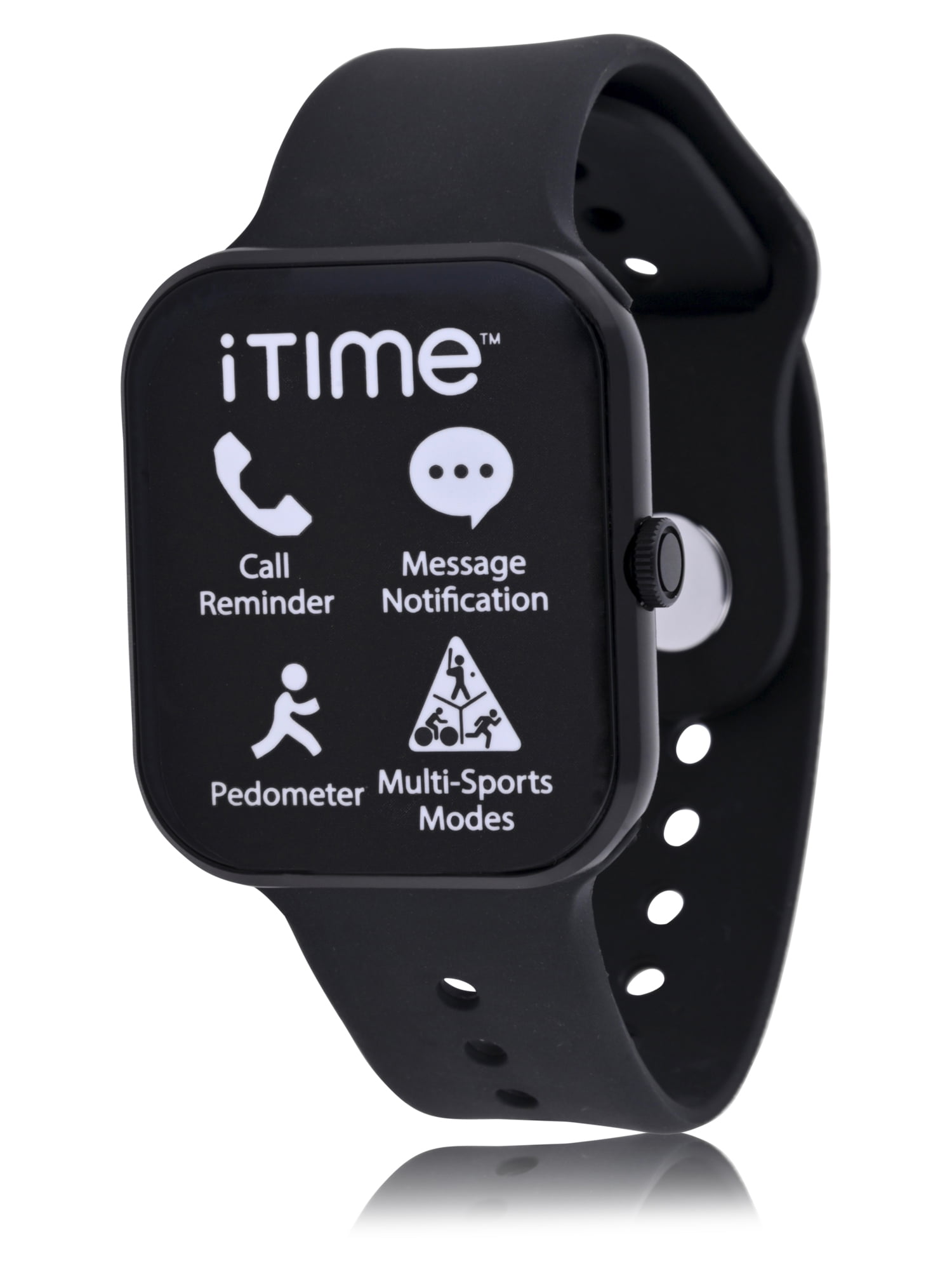 iTime Adult Unisex Smart Watch with Silicone Strap Set in Black and Teal (ITE30002BU)