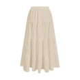thumbnail image 4 of Maxi Skirts Cotton Linen Bohe Beach Flowy Long Skirt A-Line Elastic High Waist High Waisted Ruffle Tiered Summer Outfit, 4 of 5