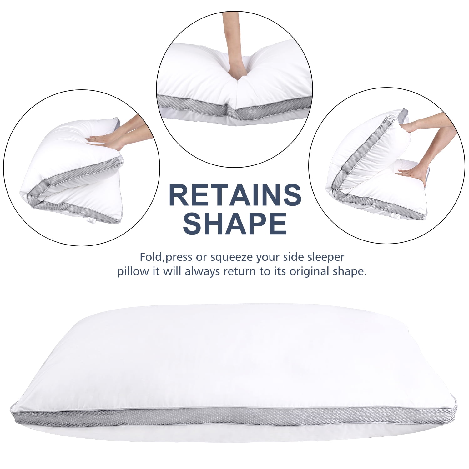 JML Luxury Down-Alternative Pillows for Sleeping, Cotton Cover Bed Pillows, King, 2-Pack