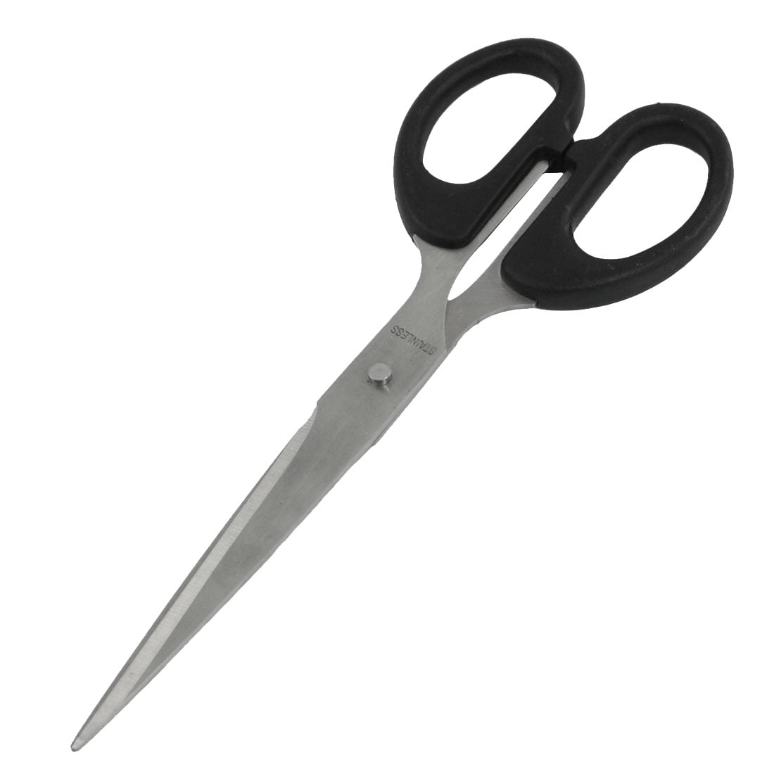 Unique Bargains Crafts Black Plastic Handle Silver Tone Metal Scissors