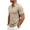 Khaki, variant on YLSDY Men's Slim-Fit Ribbed Collared Shirt, Striped Cuff Trim, 3-Button Placket Short Sleeve Top for Casual & Business Casual Black S