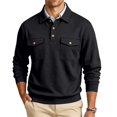 thumbnail image 2 of JULMCOMO Polo Shirts for Men Button Collared Casual Workwear Style Long Sleeve Shirts Regular Fit Work Tops with Chest Pockets Black L, 2 of 6