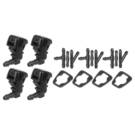 4pcs Vehicle Front Windshield Washer Nozzles for Ford Focus 2008 2011 Replaces 8S4Z17603AA with 9 Pcs Hose Connectors