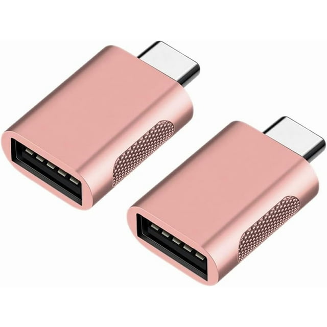 KOMI Adaptateur USB-C vers USB, Lot de 2 Adaptateurs USB-C Mâle vers USB 3.0 Femelle, Adaptateur Thunderbolt 3 vers USB Femelle OTG Compatible avec MacBook iPad Pro Galaxy et Autres Appareils Type-C, Rose