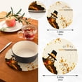 thumbnail image 3 of GZHJMY 2PCS Happy Thanksgiving with Cartoon Turkey and Autumn Leaves Trivets Pot Holders Set and Placemats Set, Table Mats for Cooking and Baking, Cotton Braided Hot Pads, 7.09"+9.45", 3 of 7