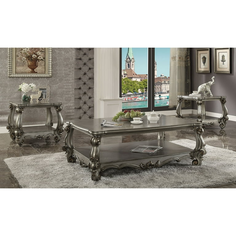 ACME Versailles Coffee Table, Antique Platinum - Walmart.com