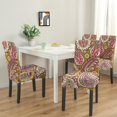 thumbnail image 2 of Set of 4 Artistic Paisley Bohemian Dining Chair Covers Vintage Floral Ethnic Retro Colorful Pattern Washable Polyester Stretch Slipcovers Removable Protector for Elegant Dining Room, 2 of 7