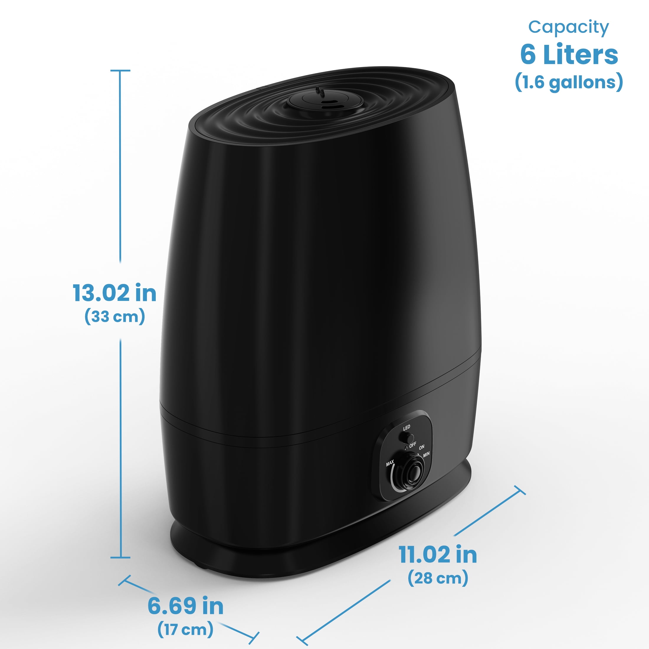 Everlasting Comfort Cool Mist Humidifier, 6L Filterless Humidifier for Large Rooms