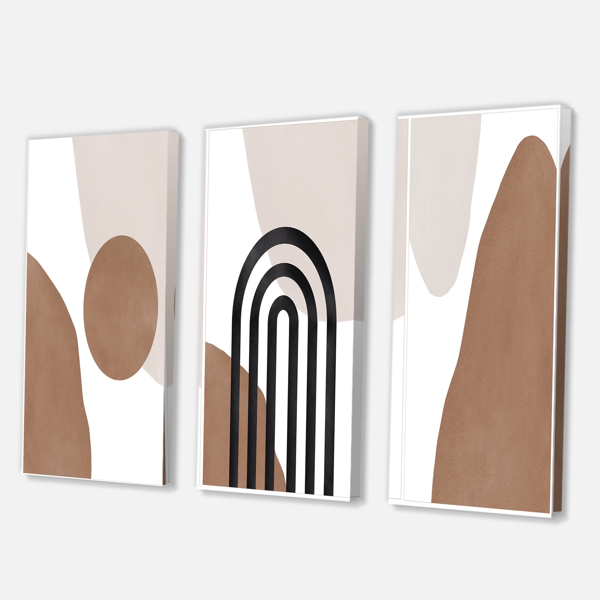 Designart ' Abstract Shapes in Ivory and Terracotta Shapes II ' Modern Canvas Wall Art Print