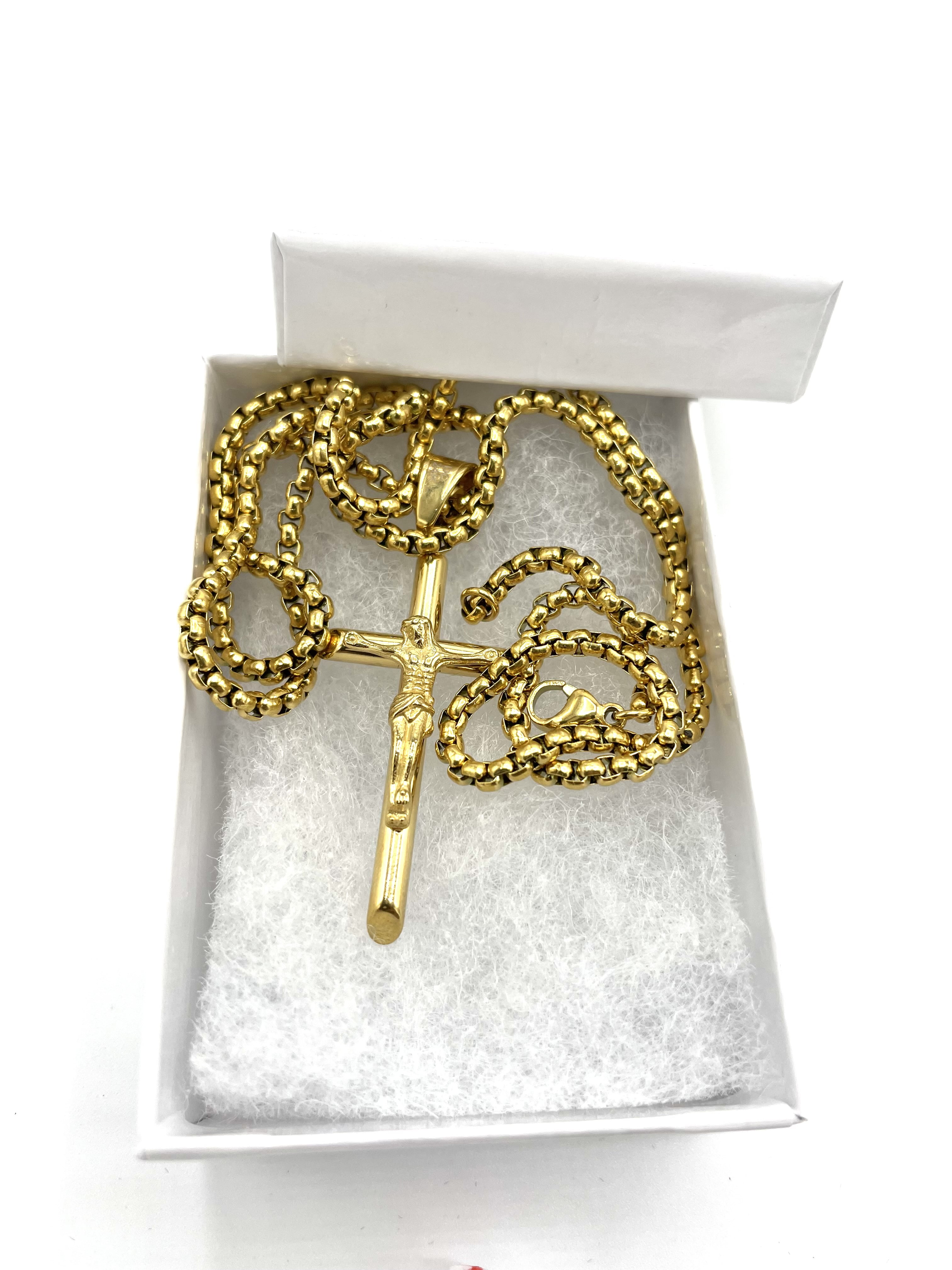 24 karat 2024 gold cross pendant