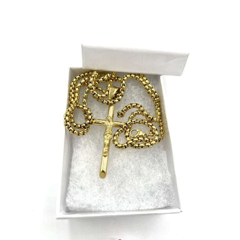 Dubai Collections Gold Cross Necklace for Men 24k Real Plated