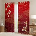 thumbnail image 2 of Manfei Traditional Koi Black Out Curtains for Girls, Gold Wave Curtains Pack of 2 (42x63 Each), Red Gold Orange, 2 of 6