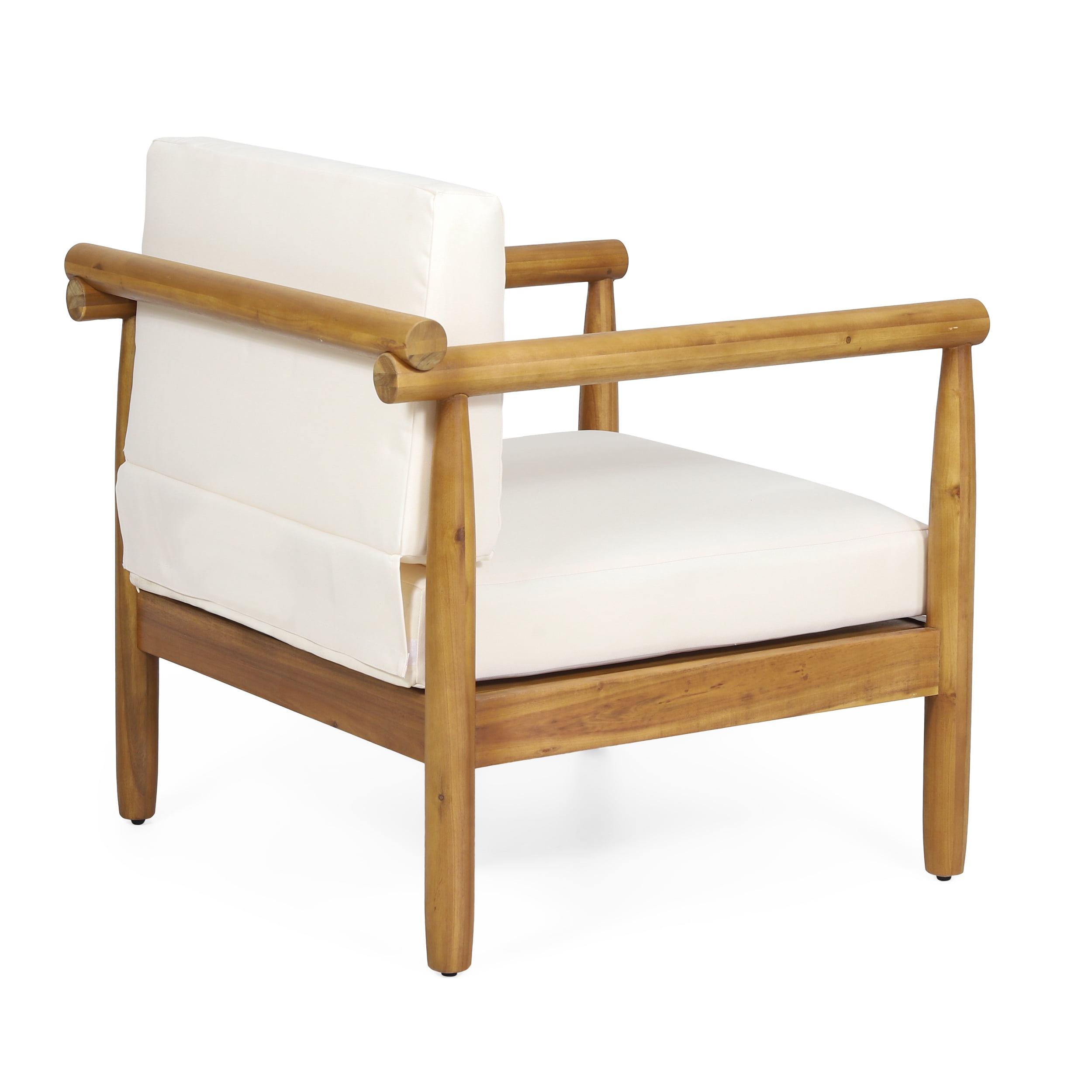 Euroco Outdoor Club Chair Set with Water-Resistant Cushions, Acacia Wood Frame and Slatted Back Design for Patio, Deck, or Garden