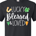thumbnail image 4 of Inktastic Lucky Blessed and Loved Horseshoe Clover Hearts T-Shirt, 4 of 5