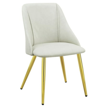 ACME Gaines Upholstery Side Chair in White Polyurethane and Gold (Set of 2)
