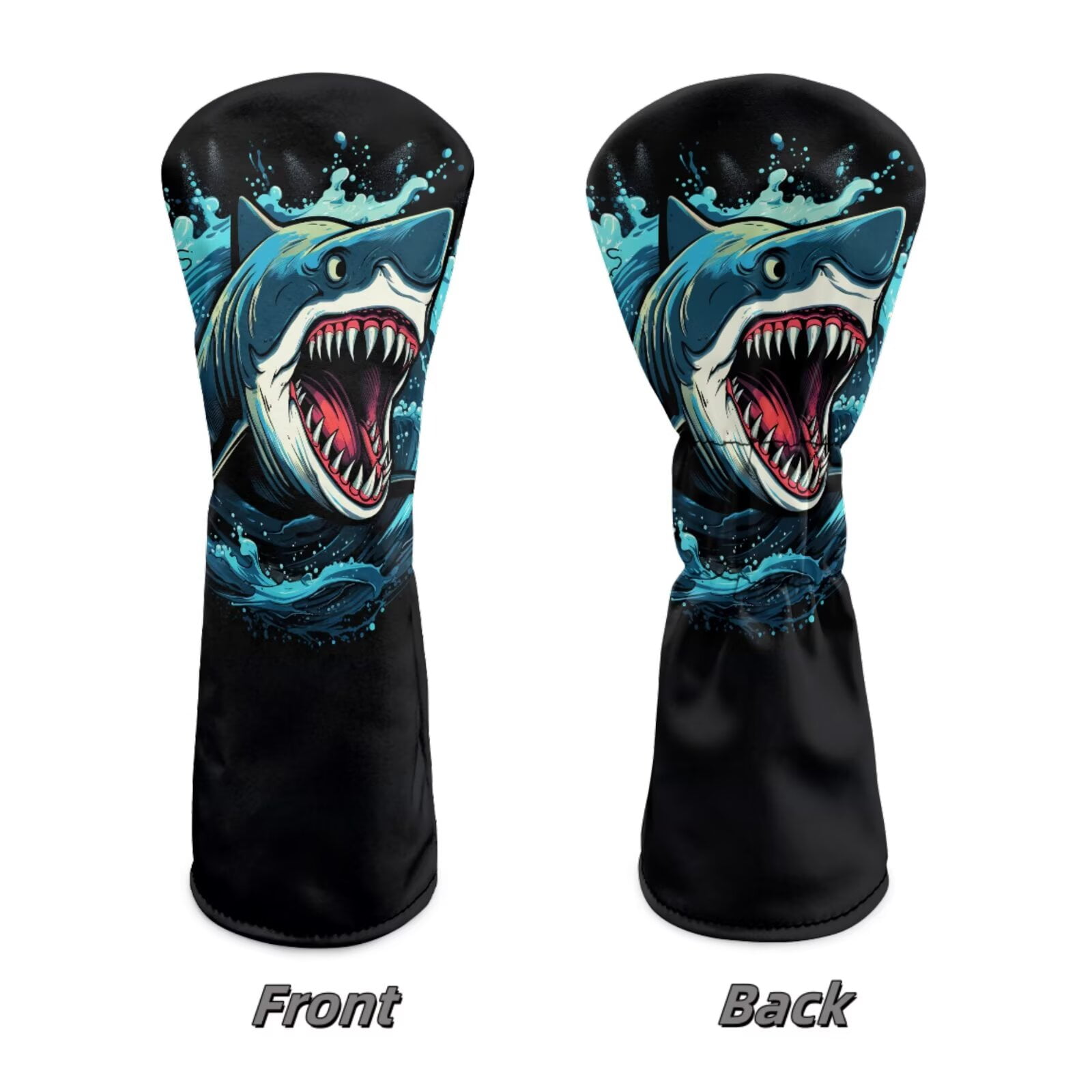 Uorisanigo Shark Print Golf Club Head Cover 3pc Golf Headcovers for Woods and Driver Fairway Hybrids, Golfs Accessories Head Covers Set with Premium PU Leather, Abrasion-Resistant